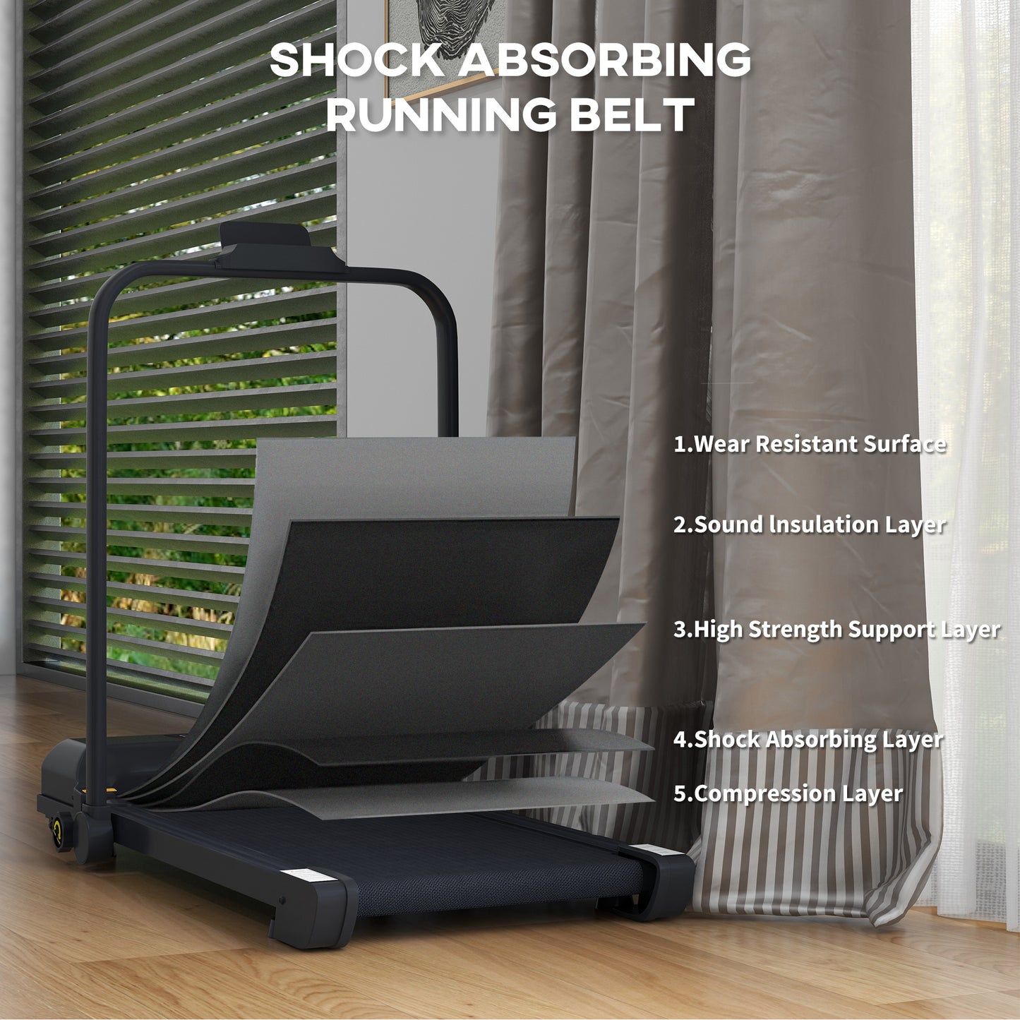 Walking Pad Treadmill, Folding Under Desk Treadmill, 1-10km/h, with Remote Control, Black