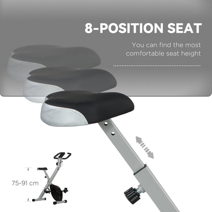 Folding and Quiet Exercise Bike with 8-Level Magnetic Resistance and Heart Rate Sensor, for Home Gym, Black and Grey