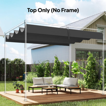 Retractable Pergola Canopy Only, 3.92 x 3.5 m, UV30+ Replacement Canopy Cover for 4 x 3 m Pergola, Dark Grey