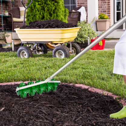 Rolling Lawn Aerator, Manual Grass Spike Roller, Heavy Duty Garden Aerator with 3 Piece Detachable Handle and T-bar Grip