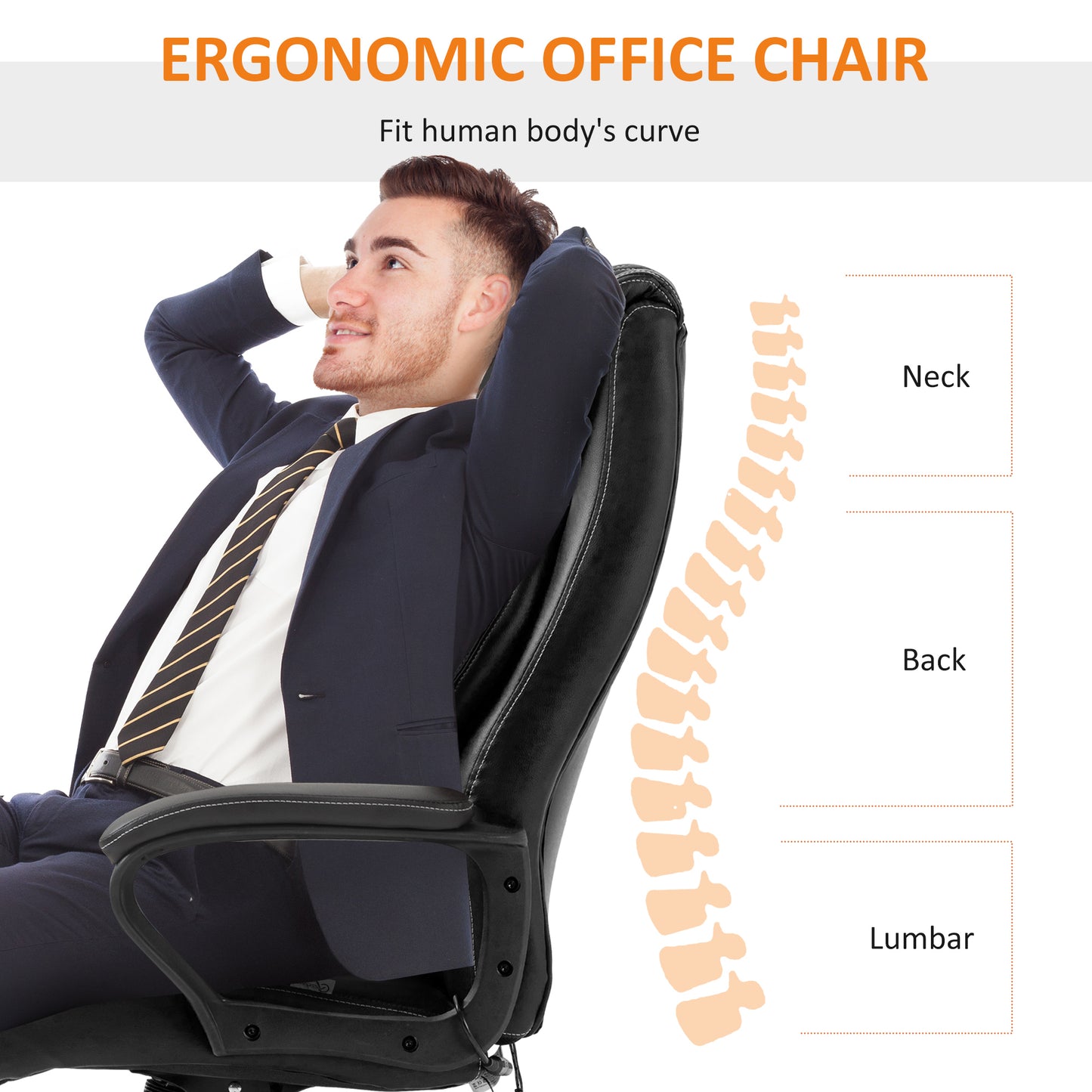 Office Chair with 6-Point Maaage, PU Desk Chair with Padded Seat and Armrest, Computer Chair with Tilt Function for Home