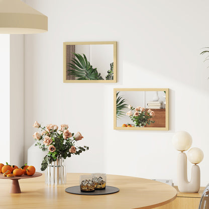 Wall Bathroom Mirror, 30 x 40 cm Wall-Mounted Mirror for Living Room, Bedroom, Hallway, Set of 2, Natural