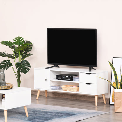TV Stand for TVs up to 50", TV Console Cabinet with Open Storage Shelf and Drawers for Living Room