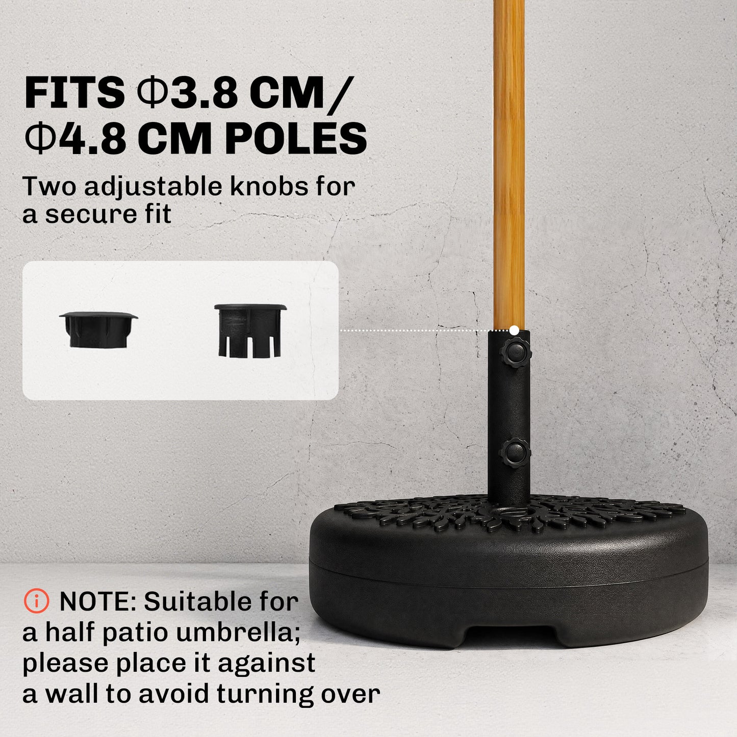 Water/Sand Fillable Half Parasol Umbrella Base - Black