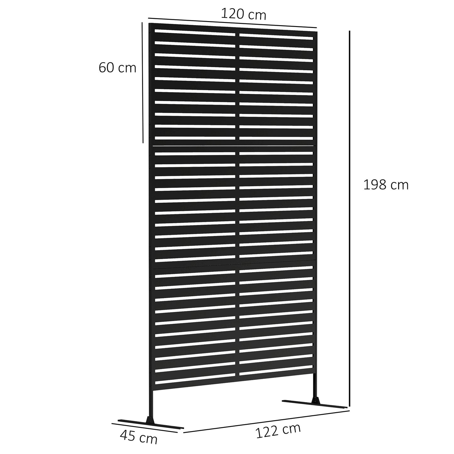 Decorative Privacy Fence Screen, Metal Outdoor Privacy Screen Climbing Plant Trellis with Stand, 122 x 198 cm, Black