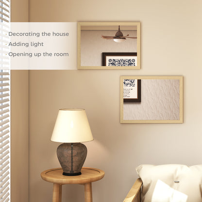 Wall Bathroom Mirror, 30 x 40 cm Wall-Mounted Mirror for Living Room, Bedroom, Hallway, Set of 2, Natural
