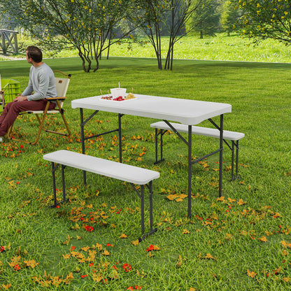 Three-Piece Folding Picnic Table and Bench Set - White