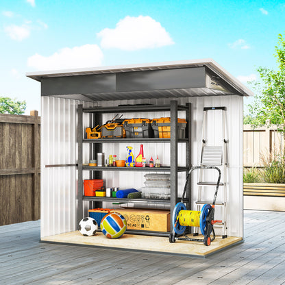 7 x 4ft Eco-friendly Galvanised Steel Garden Shed, with Lock and Gloves, 40kg/㎡ Snow Capacity - Grey