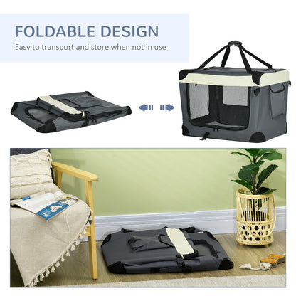 70cm Foldable Pet Carrier, with Cushion, for Small Dogs and Cats - Grey
