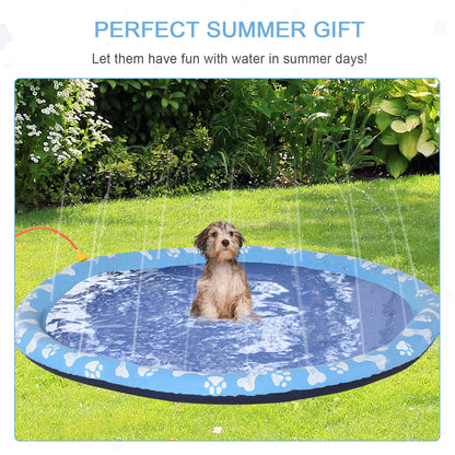 Dog Splash Pad, Pet Sprinkler Mat, Non-Slip Dog Paddling Pool