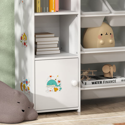 Kids Toy Organizers and Storage with 8 Removable Storage Bins and Bookshelf, White