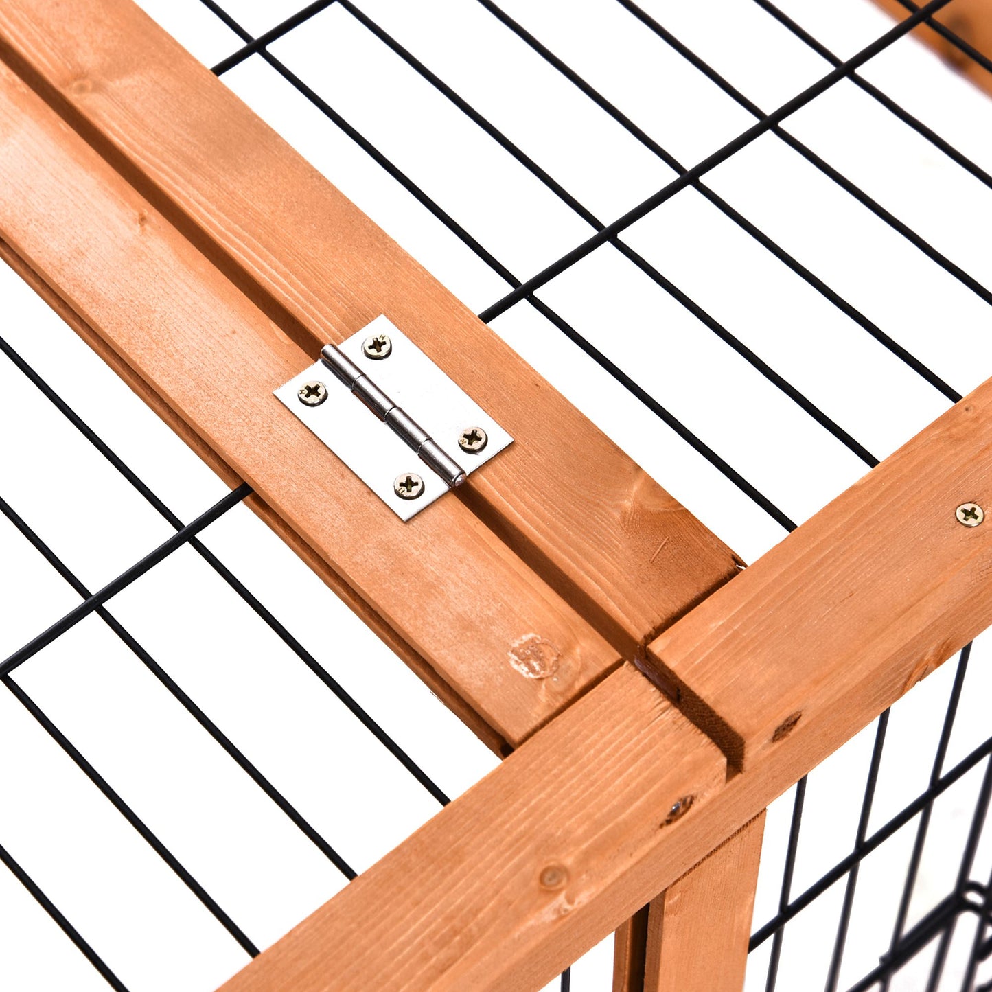 Wooden Rabbit Hutch Outdoor, Guinea Pig Hutch, Detachable Pet House Animal Cage with Openable Run & Roof Lockable Door Slide