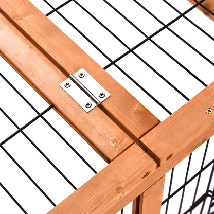 Wooden Rabbit Hutch Outdoor, Guinea Pig Hutch, Detachable Pet House Animal Cage with Openable Run & Roof Lockable Door Slide