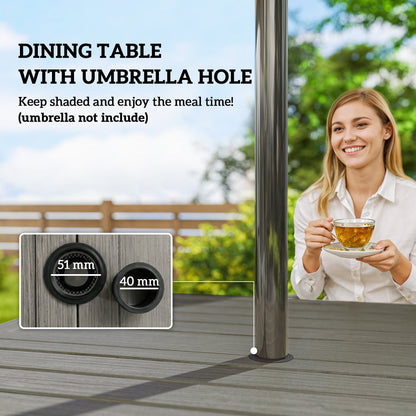 5 Pieces Outdoor Dining Set for 4, Garden Table and Stackable Chairs with Breathable Mesh Seat, Grey and Khaki