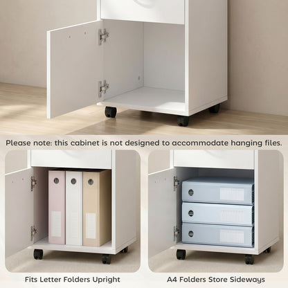 Filing Cabinet, Mobile File Cabinet with 2 Lockable Drawers, Office Home Organiser on Wheels for A4