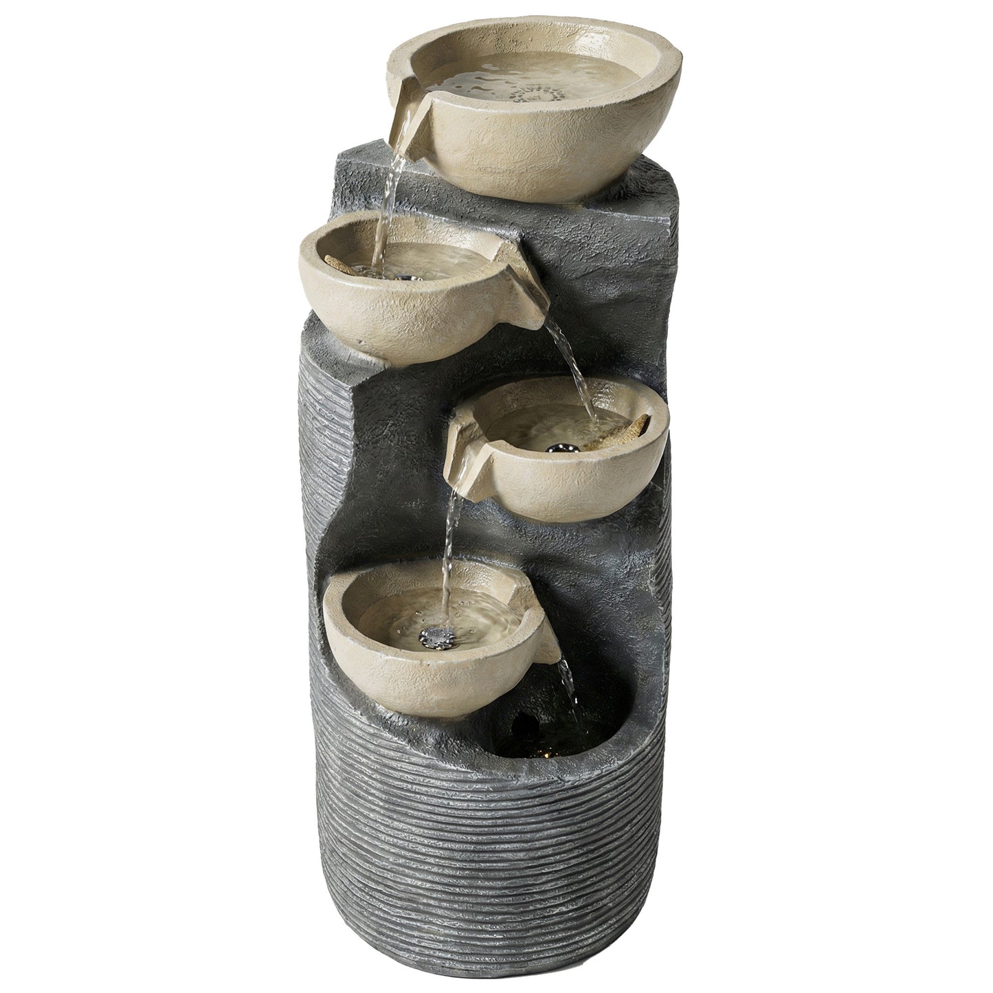 Garden Water Feature, Outdoor Water Fountain with LED Lights and Pump, 5 Tier Cascading Waterfall Fountain for Indoor