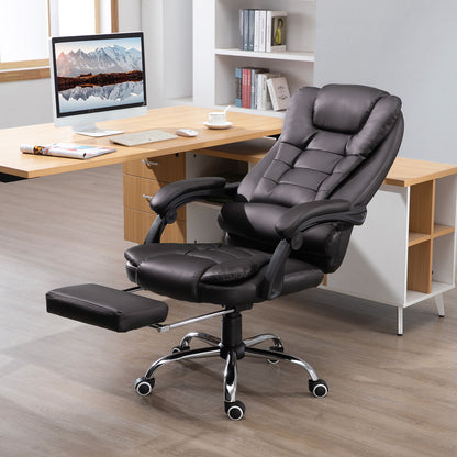 PU Leather Executive Office Chair, High Back Swivel Chair with Retractable Footrest, Adjustable Height, Reclining Function