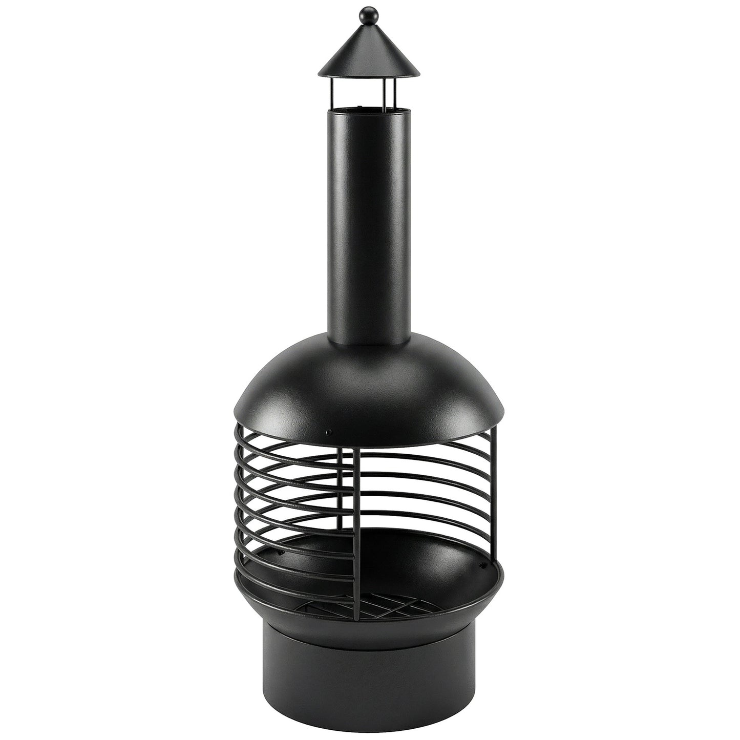 Chimney Fire Pit, Portable Wood Burning Firepit with Poker, Charcoal Grid, Outdoor Fireplace for Garden Patio, Black