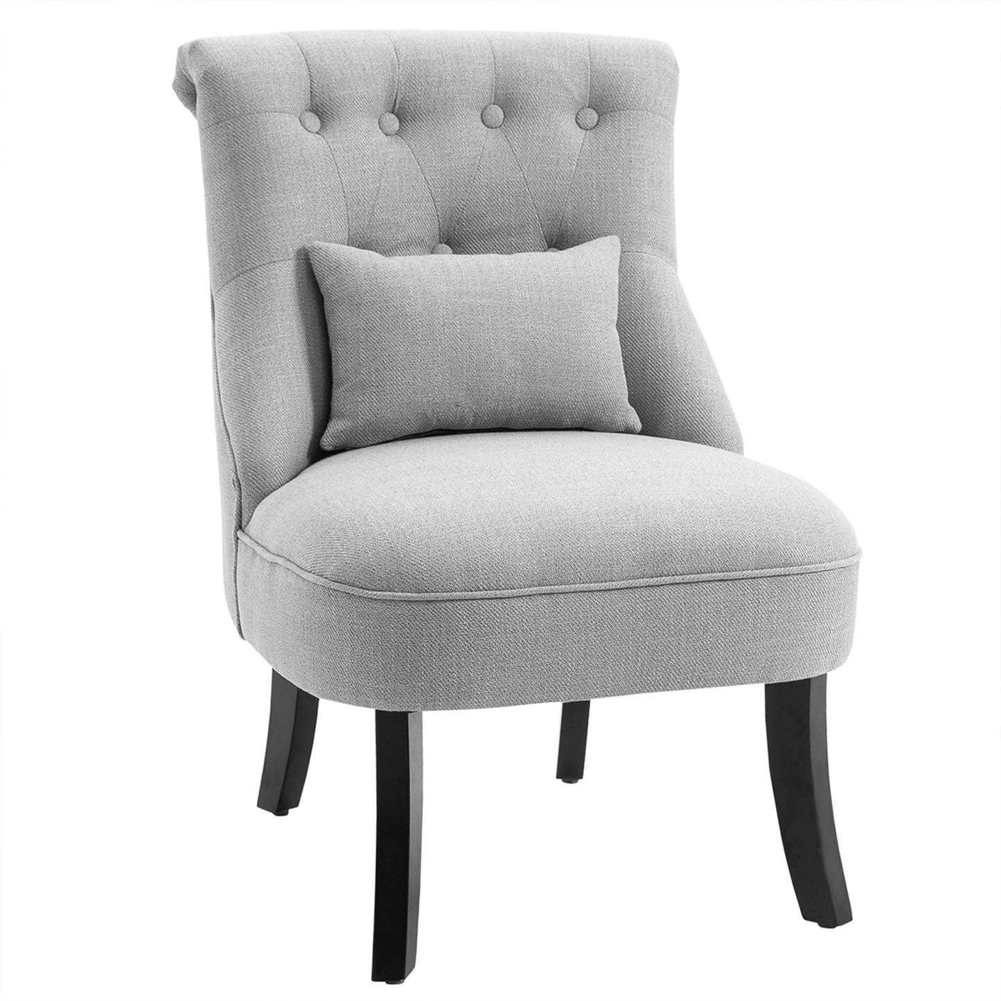 Fabric Single Sofa Dining Chair Tub Chair Upholstered W/ Pillow Solid Wood Leg Home Living Room Furniture Grey