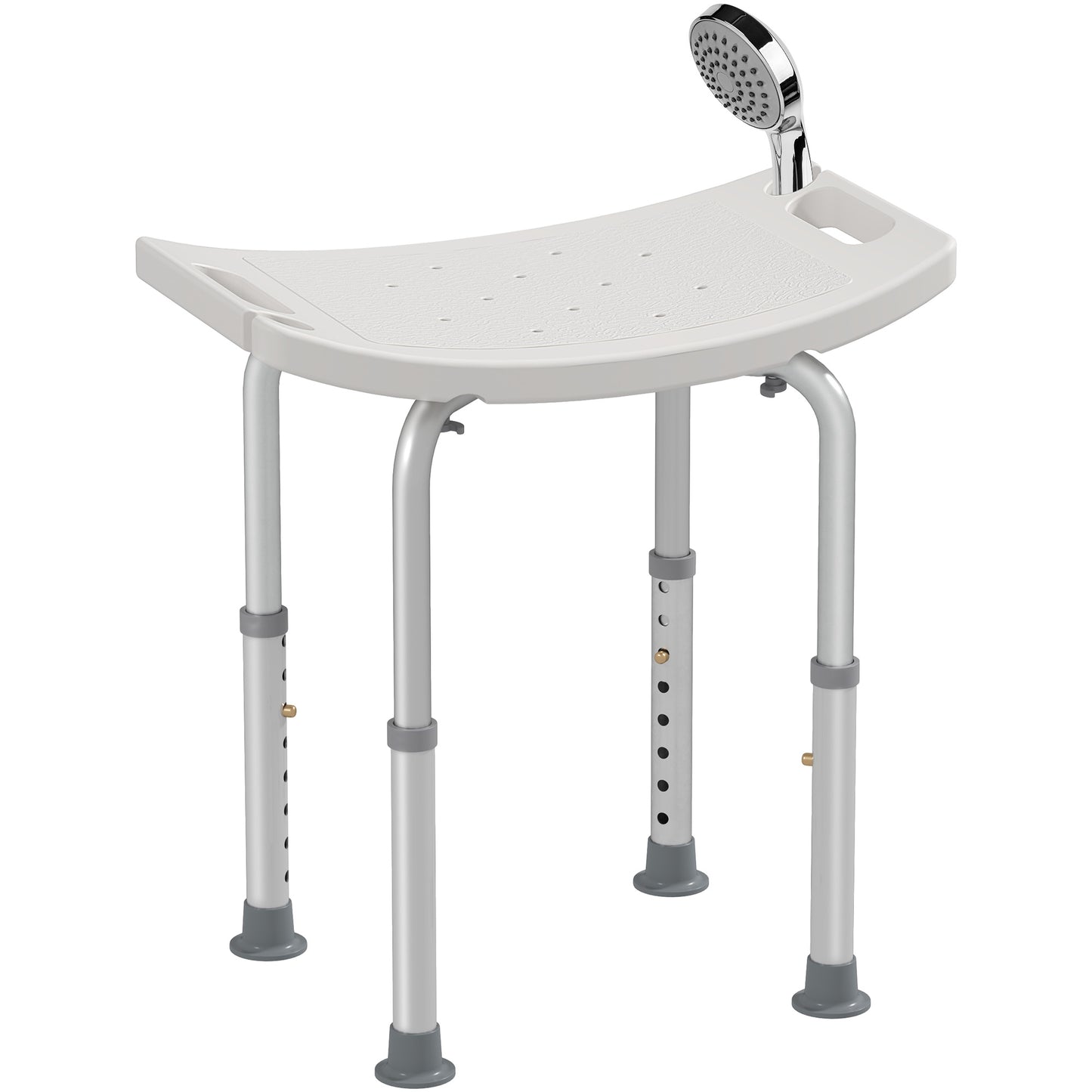 Height Adjustable Bath Stool, Aluminium Shower Stool with Non-Slip Pads for Elderly, Disabled, Seniors, Pregnant, White