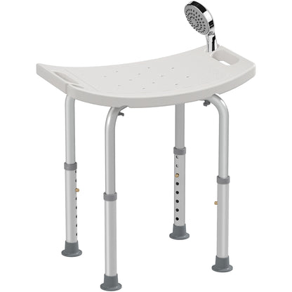 Height Adjustable Bath Stool, Aluminium Shower Stool with Non-Slip Pads for Elderly, Disabled, Seniors, Pregnant, White