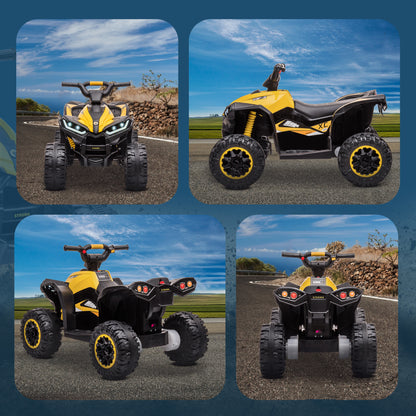 12V Ride-On Quad Bike w/ Music, Horn, for Ages 3+ Years - Yellow
