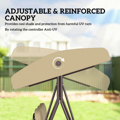 Three-Seater Garden Swing Chair - Brown