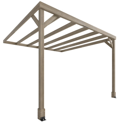 Lean-To Wooden Pergola Kit, Decorative Garden Gazebo with Stable Structure and Concrete Anchors, 3 x 3 m, Light Brown