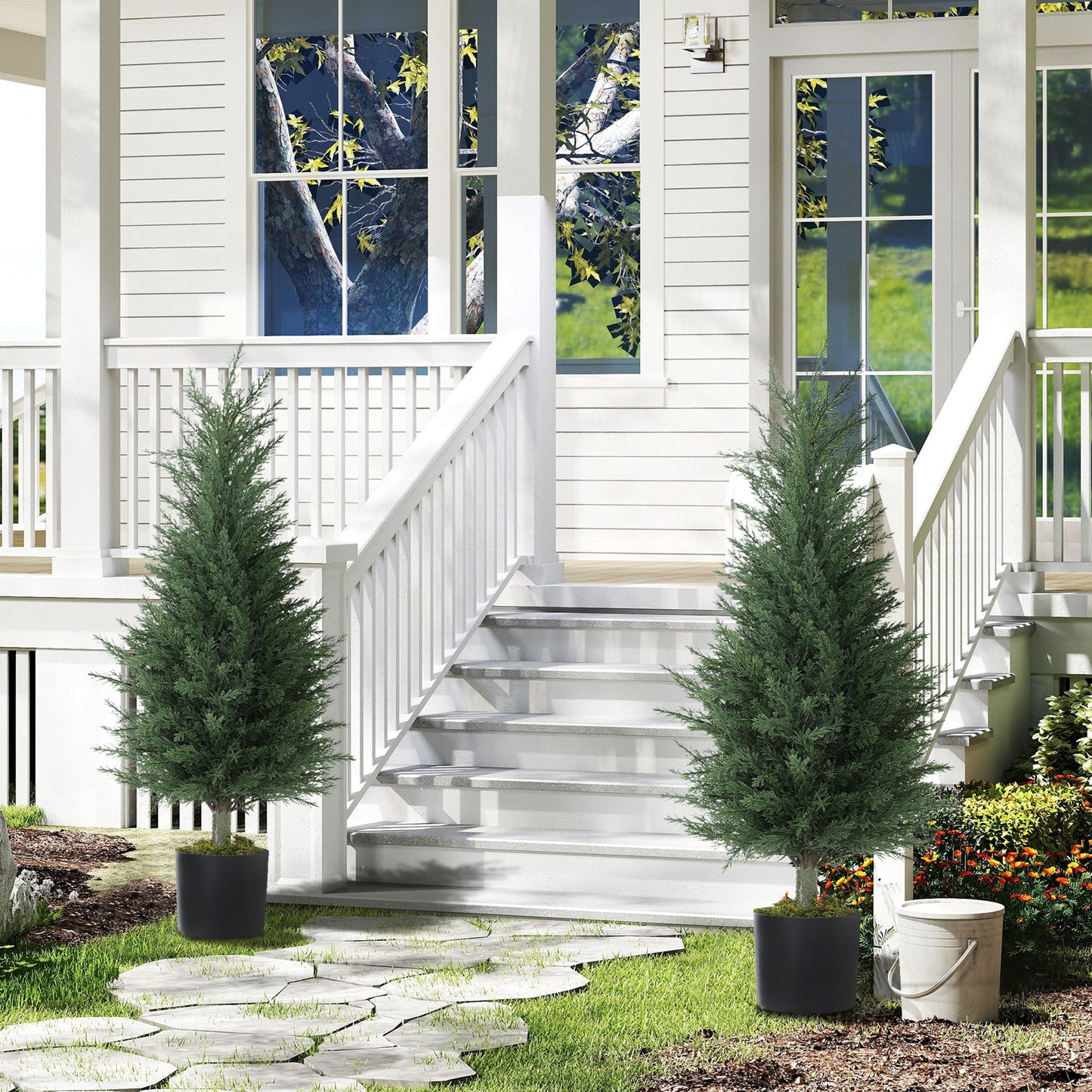 Artificial Cypress Tree, 90 cm Fake Cypress Tree with Plastic Pots