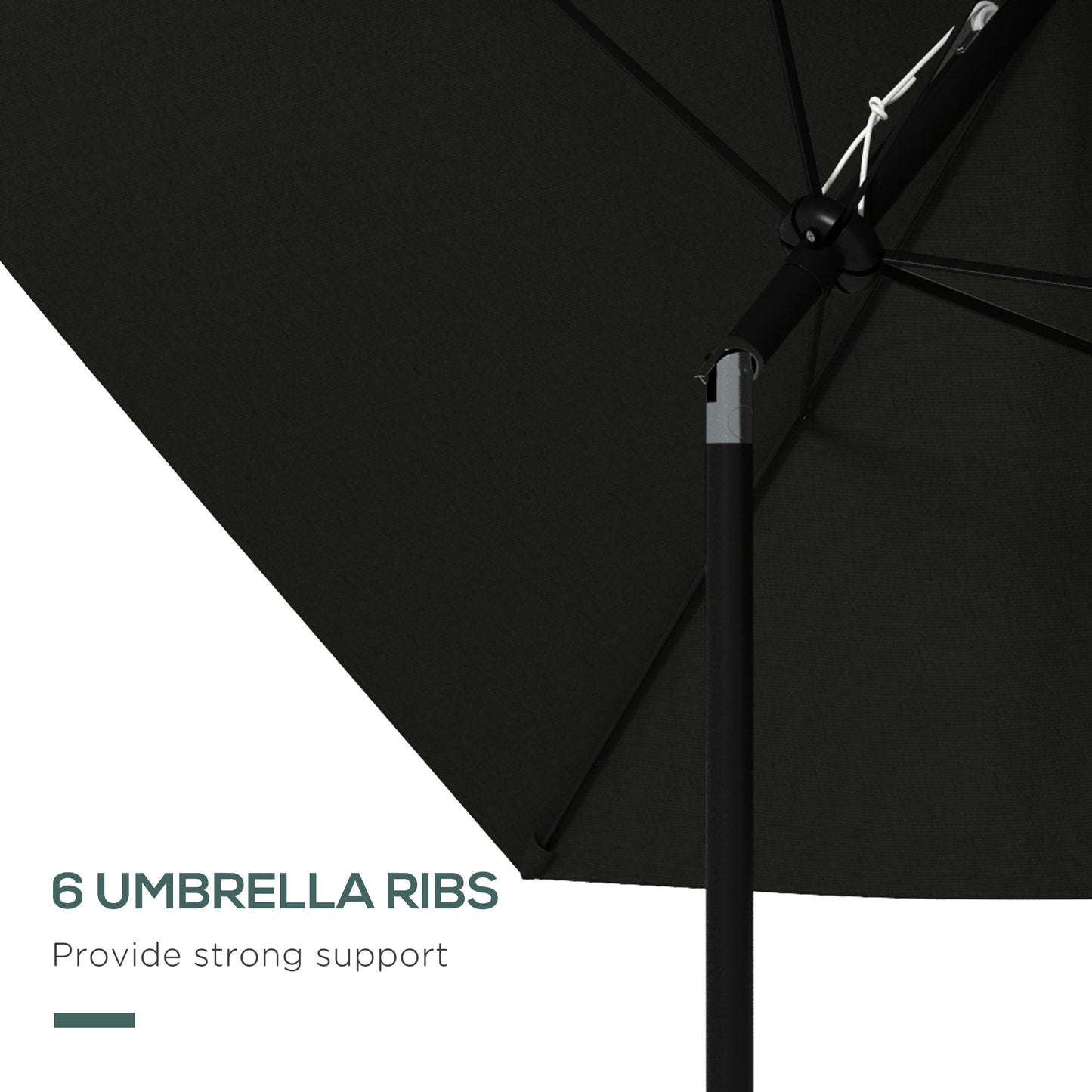 3 x 2 m Garden Parasol Umbrella with Aluminium Pole, UPF 50+ Rectangular Outdoor Table Parasol Sun Shade