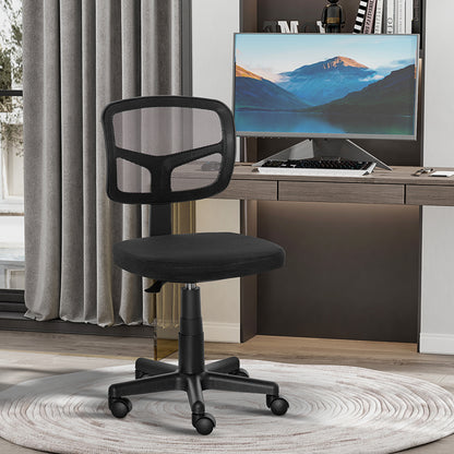 Small Office Chair without Arms, Ergonomic Swivel Mesh Desk Chair with Curved Back and Wheels, Height Adjustable