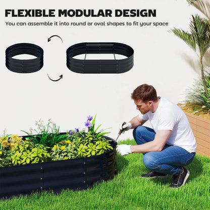 Galvanised Raised Garden Bed with Arched Trellis, 5 x 3 x 6ft Metal Raised Bed for Garden with Open Bottom, Dark Grey