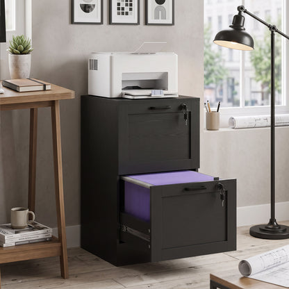 2-Drawer Filing Cabinet with Lock - Black