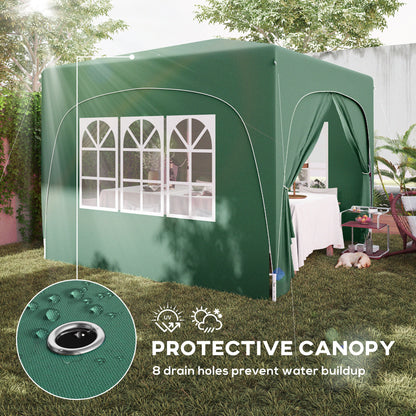 3 x 3m Pop-Up Gazebo Shelter, with Accessories - Dark Green