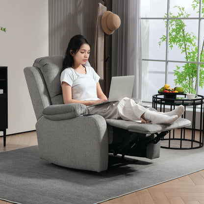Microfibre Manual Reclining Armchair with 135° Recline Back and Footrest - Grey