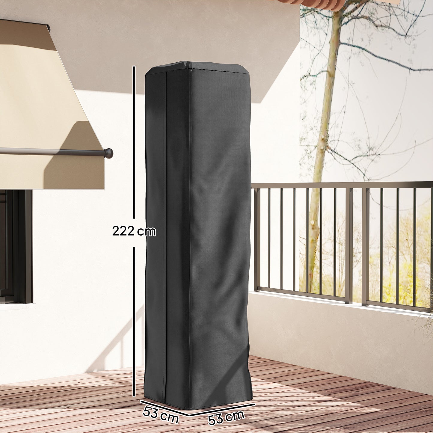 Heavy Duty Gas Pyramid Patio Heater Cover, Full Length Outdoor Heater Cover Protector, UPF 30+ Oxford Fabric with Zipper