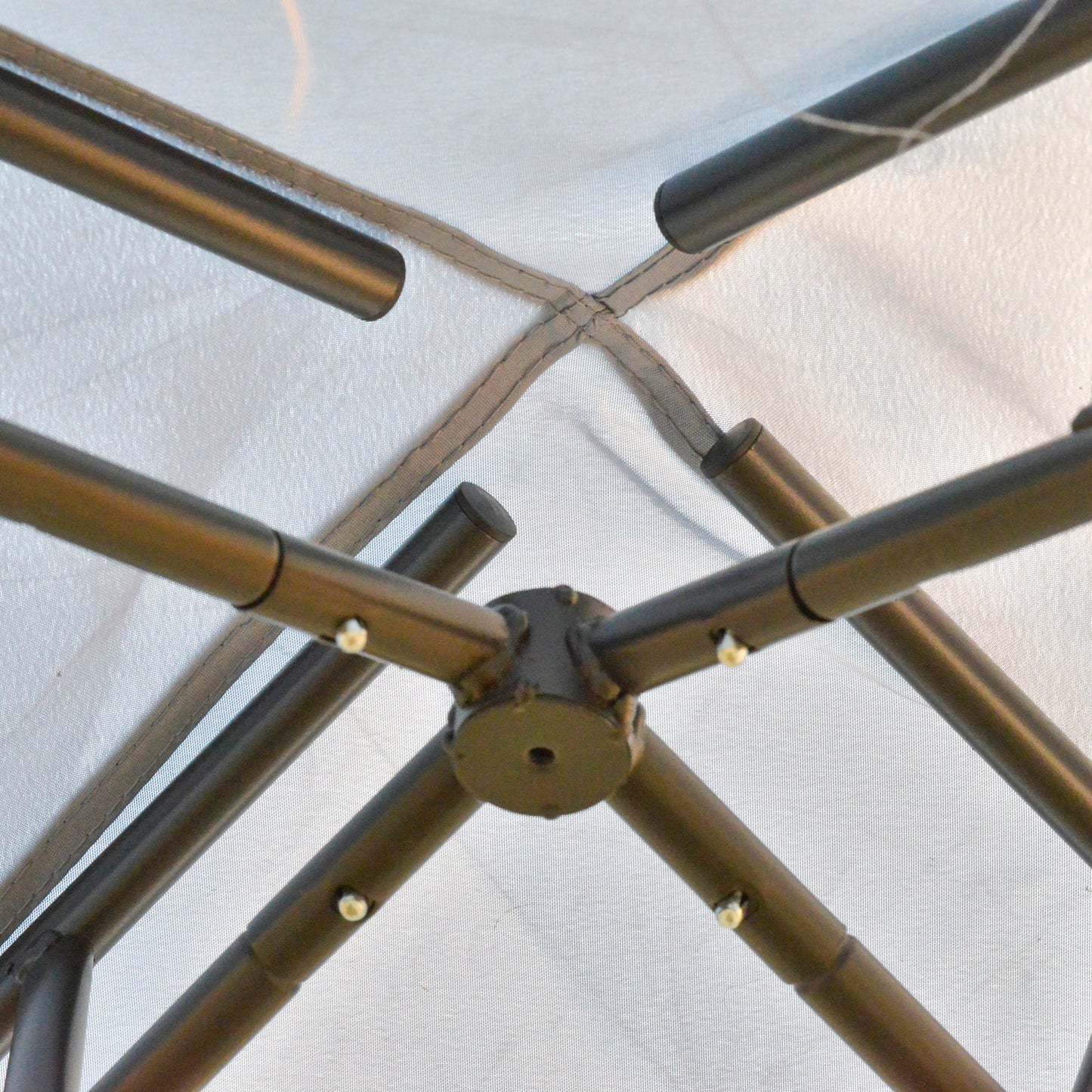 3 x 3 m Metal Gazebo, Garden Pavillion, Double Roof Outdoor Canopy Shelter with Mesh Sidewalls, Grey