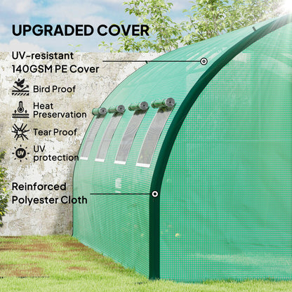 Polyethylene Upgraded Structure Walk-in Polytunnel Greenhouse, 6 x 3 m, Green
