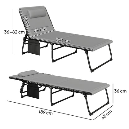 Set of Two Reclining Sun Loungers - Light Grey