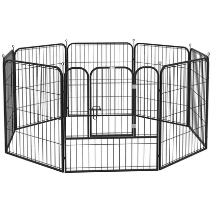 8 Panels Heavy Duty Puppy Playpen, for Small and Medium Dogs, Indoor and Outdoor Use - Black