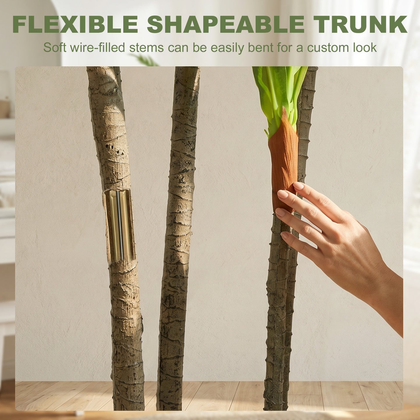 150cm Lifelike Fake Tree, Artificial Dracaena Tree with Bendable Trunks, Green