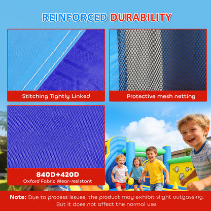 8 in 1 Bouncy Castle for Kids, Inflatable Bounce House with Slide, Pool (Ball Pit), Water Cannon for Indoor Outdoor