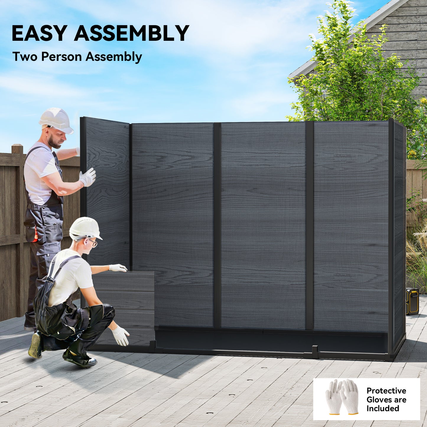 8 x 4 ft Resin Garden Shed, Wood-Effect Outdoor Storage Shed with Floor, Windows, Lockable Doors and Vents, Dark Grey