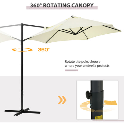 2.5M Garden Cantilever Parasol, Offset Roma Patio Umbrella Hanging Sun Shade Canopy Shelter
