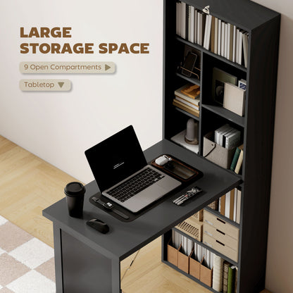 Three-Part Work Desk, with Storage and Chalkboard - Black