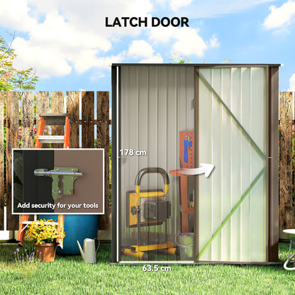 5.3 x 3.1ft Corrugated Steel Garden Shed - Brown