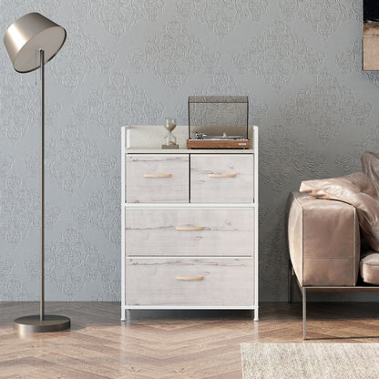 Rustic Chest of Four Fabric Drawers - Black
