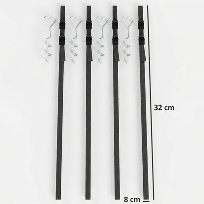 4Pcs Trampoline Anchor Kit, 32 cm Galvanised Trampoline Stakes, Spiral Ground Anchors with Triangle Head, Straps