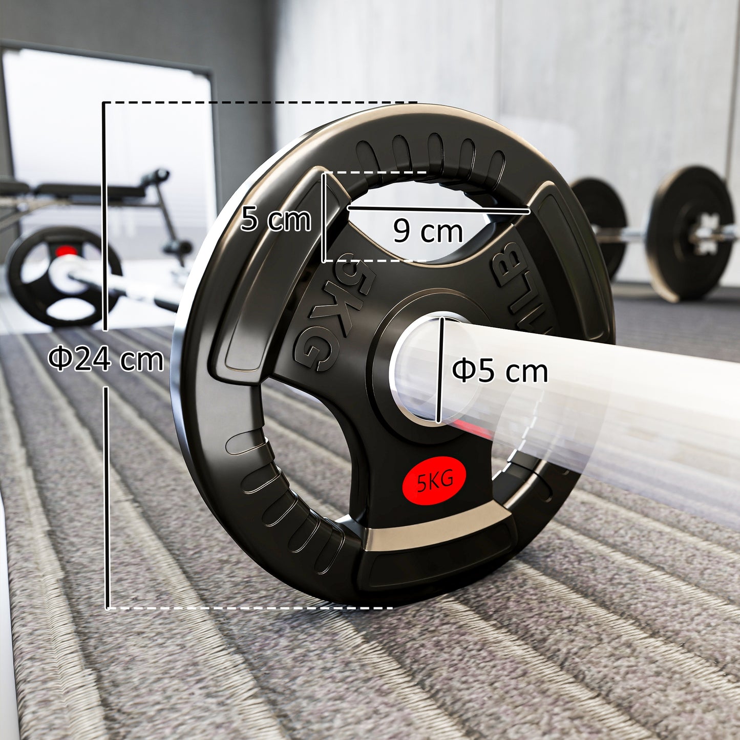 Olympic Weight Plates, 2"/5cm Weight Disc Pair with Tri-Grips
