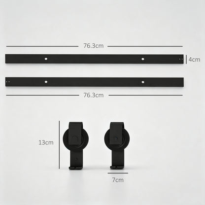 5ft Bi-Folding Sliding Barn Door Hardware Kit - Black
